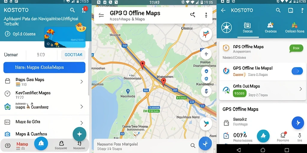 Tampilan antarmuka aplikasi KOSTOTO untuk navigasi GPS Offline Maps.