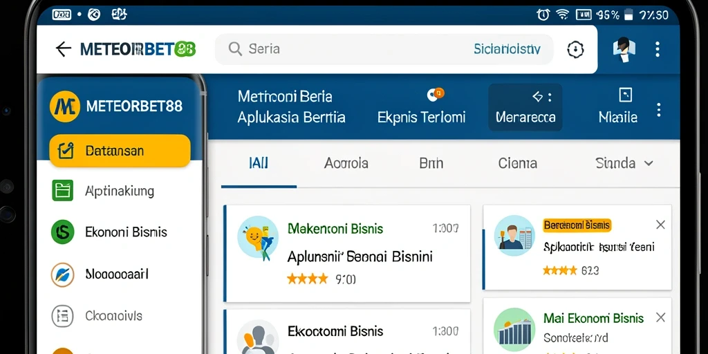 Antarmuka aplikasi METEORBET88 menampilkan berita ekonomi terkini.