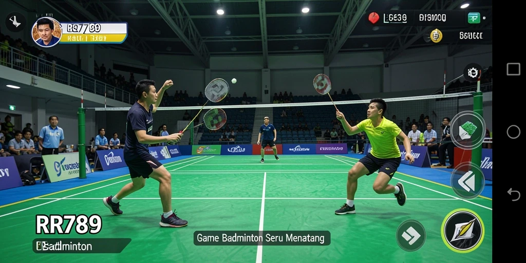 Antarmuka game badminton RR789 yang menarik dan fungsional.
