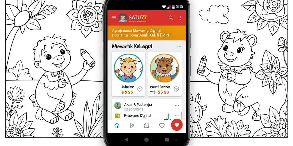 Tampilan antarmuka aplikasi Mewarnai Digital SATU77 yang interaktif.