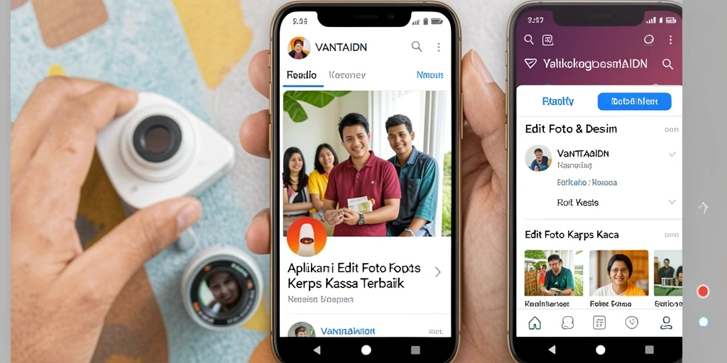 Antarmuka pengguna VANTAIDN untuk edit foto kertas kaca yang menarik.